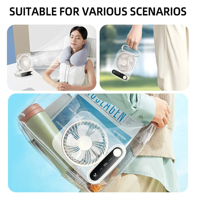 JF136 Desktop Fan Wide Angle Powerful Airflow Portable Hanging Desk Fan Cooler - Beige - 6