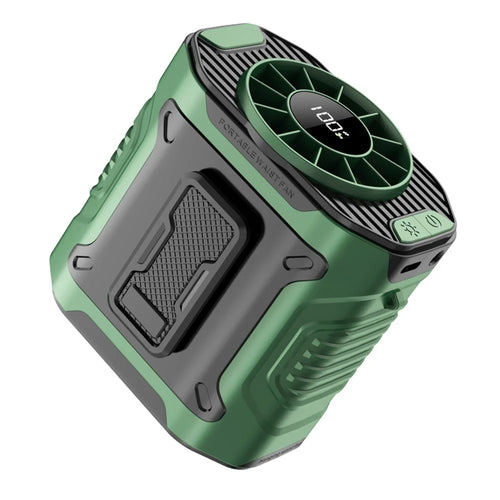M360 100 Speeds Adjustable Waist Fan Digital Display Summer Portable Neck Fan with LED Light - Green - 1