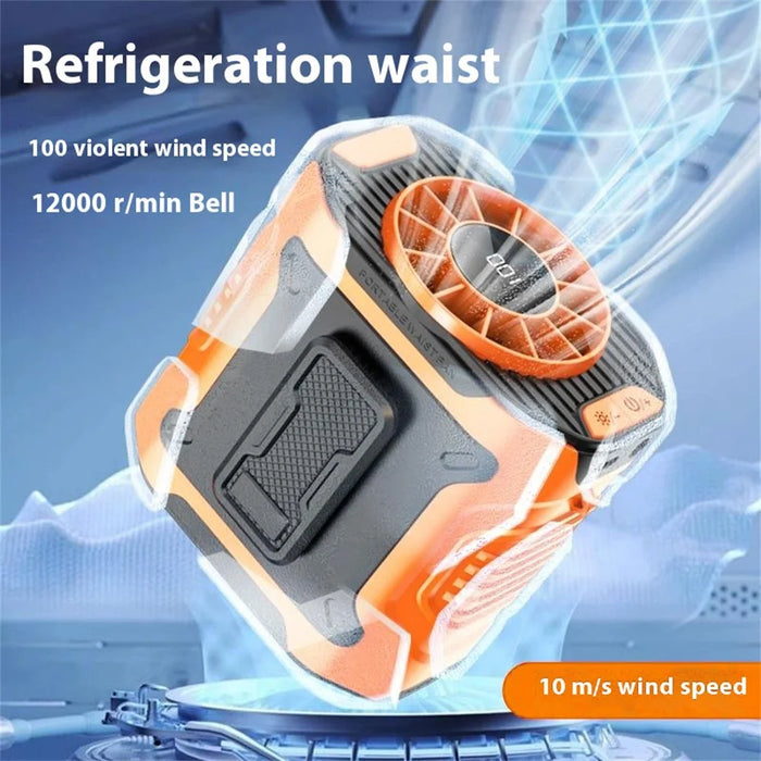 M360 100 Speeds Adjustable Waist Fan Digital Display Summer Portable Neck Fan with LED Light - Green - 3
