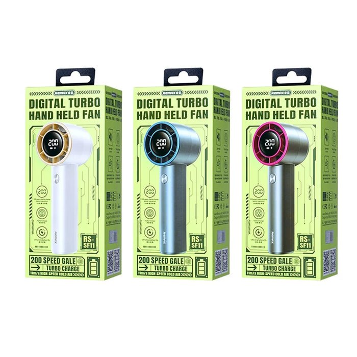 REMAX RS-SF11 Digital Display Handheld High-Speed Fan 3600mAh Battery Powered Turbo Cooling Fan - Tarnish Purple - 5