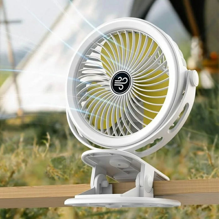 F006 Clip On Desk Fan with Night Light 3 Speeds Adjustable Portable Hanging Fan for Camping Office - White - 2