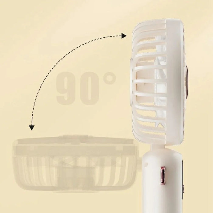 ZD01 LED Display Mini Handheld Fan 5 Speeds Adjustable Foldable Cooling Fan with Phone Holder - Beige - 6