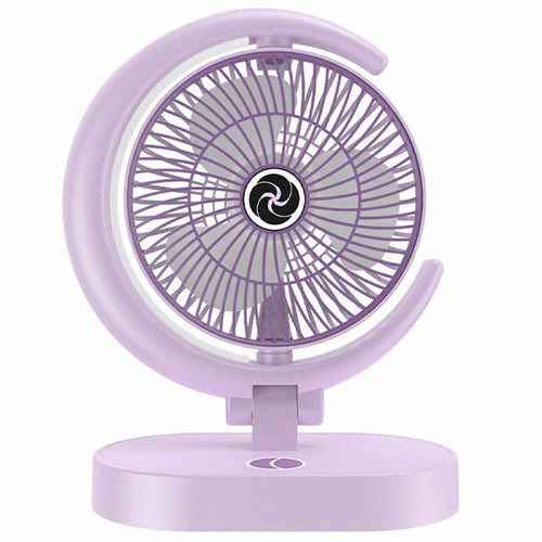 USB Rechargeable Foldable Desk Fan 4 Speeds Air Circulator Cooling Fan with Light - Purple - 1