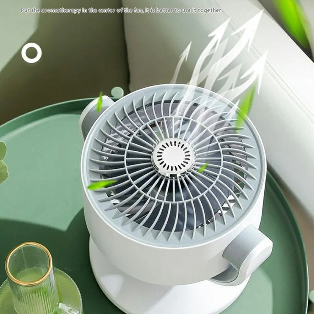 3 Speeds Adjustable Air Circulator Fan USB Rechargeable Automatic Oscillating Head Desk Fan - 3