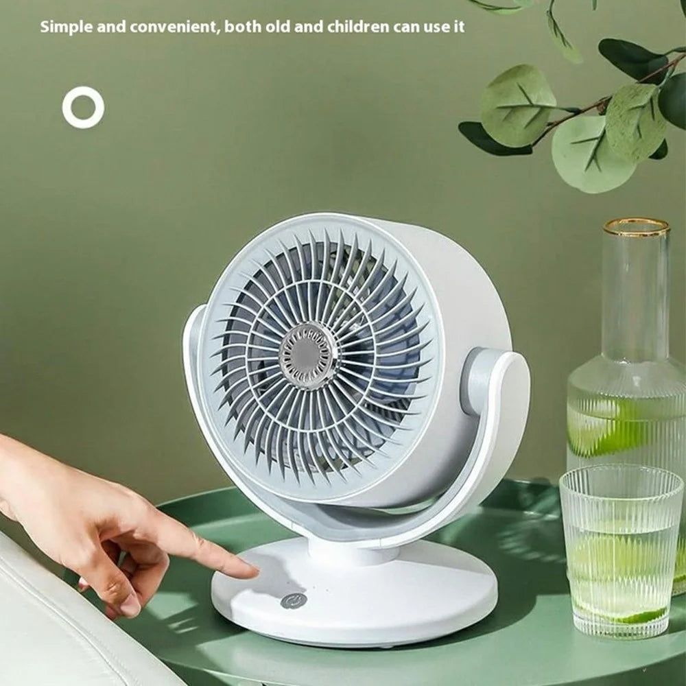 3 Speeds Adjustable Air Circulator Fan USB Rechargeable Automatic Oscillating Head Desk Fan - 5