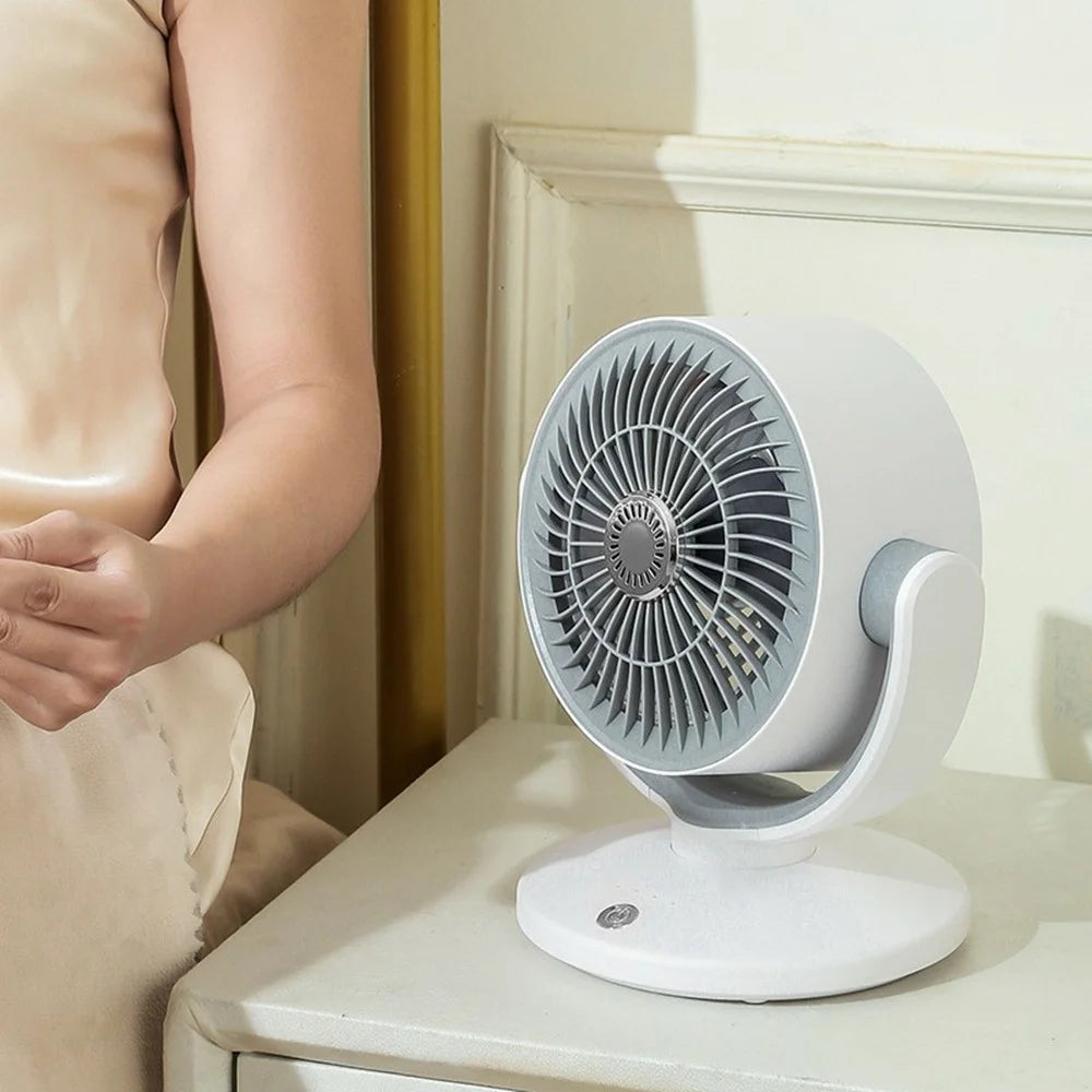 3 Speeds Adjustable Air Circulator Fan USB Rechargeable Automatic Oscillating Head Desk Fan - 7