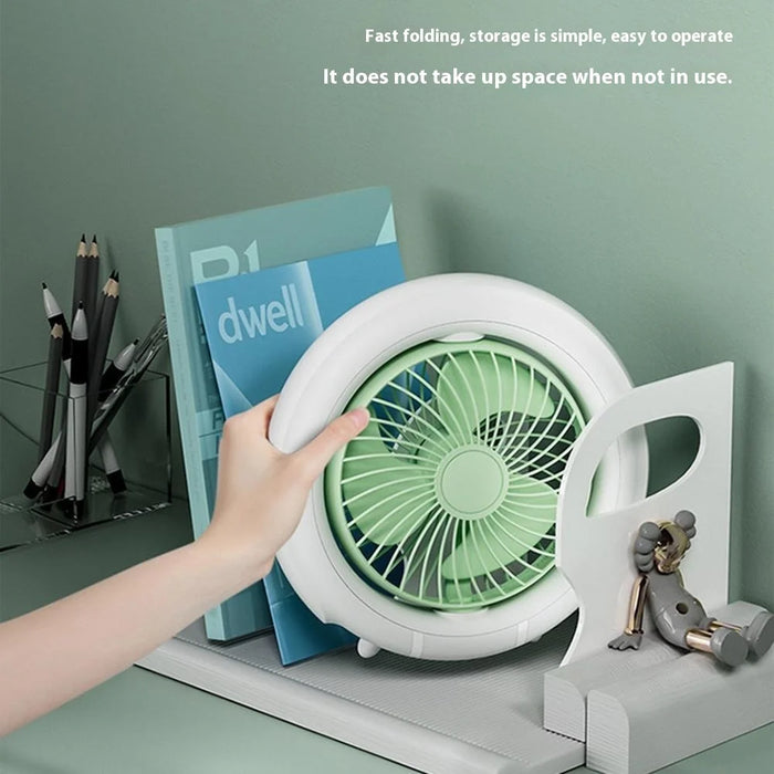 3 Speeds Adjustable Oscillating Head Desk Fan with Night Light Portable Hanging Fan - 2