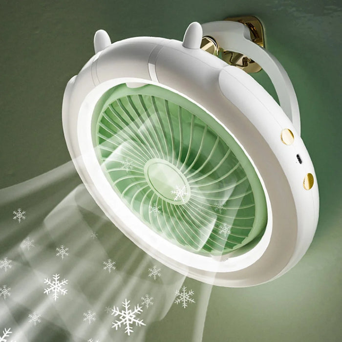 3 Speeds Adjustable Oscillating Head Desk Fan with Night Light Portable Hanging Fan - 3