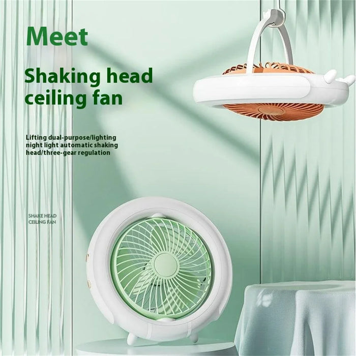 3 Speeds Adjustable Oscillating Head Desk Fan with Night Light Portable Hanging Fan - 5