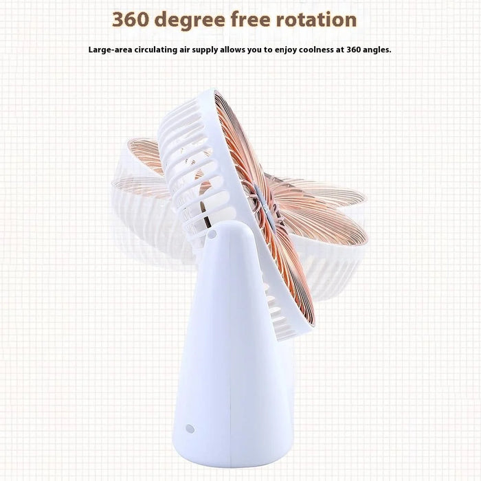 Portable Desktop Fan with U Shaped Base 3 Speeds Adjustable Quiet Cooling Fan for Home Office - White+Gold - 3