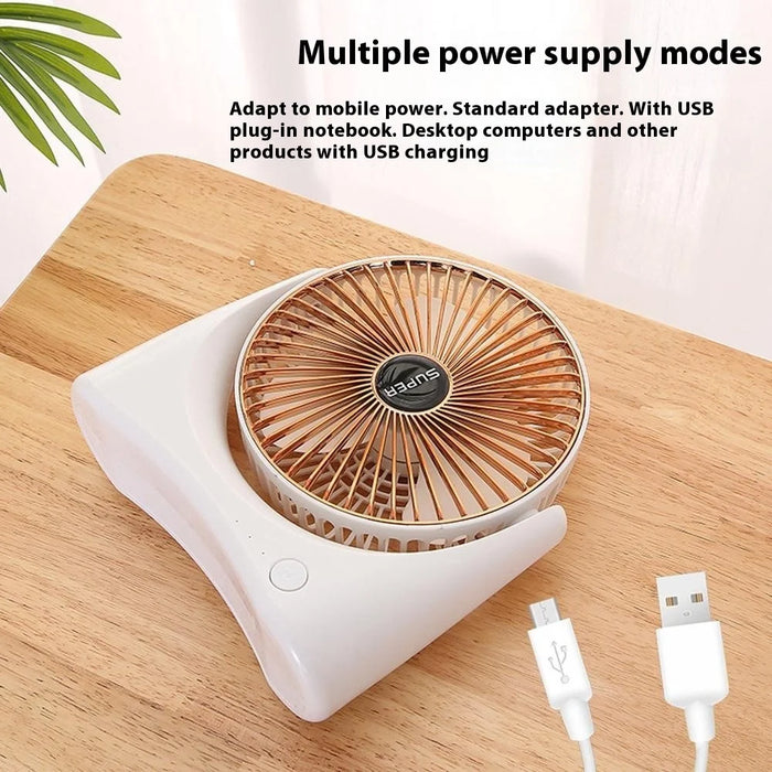 Portable Desktop Fan with U Shaped Base 3 Speeds Adjustable Quiet Cooling Fan for Home Office - White+Gold - 4