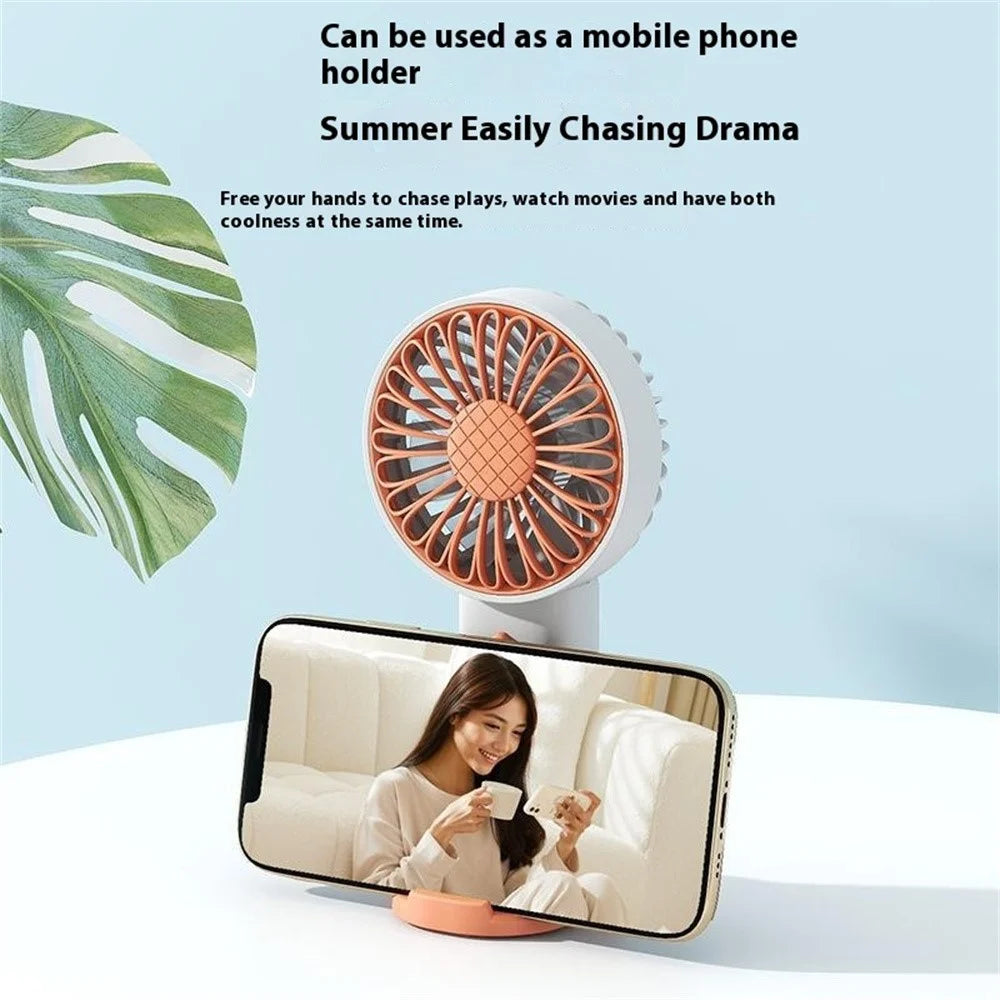 F011 Sunflower Shape Mini Desk Fan Rechargeable Portable Cooling Fan with Phone Holder - Yellow - 5