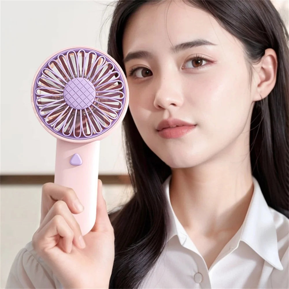 F011 Sunflower Shape Mini Desk Fan Rechargeable Portable Cooling Fan with Phone Holder - Yellow - 6