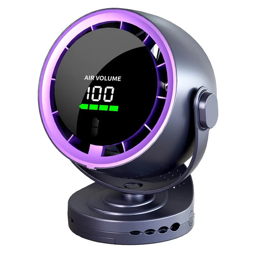 Desk Mini Fan with Clamp Digital Display Wall-Mount Cooling Fan Turbo High-Speed Circulating 100-Speed Adjustable - Purple - 1