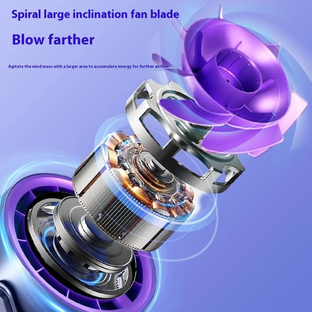 Desk Mini Fan with Clamp Digital Display Wall-Mount Cooling Fan Turbo High-Speed Circulating 100-Speed Adjustable - Purple - 3