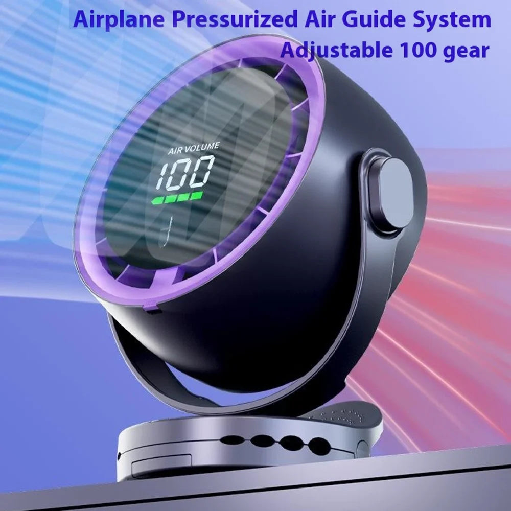 Desk Mini Fan with Clamp Digital Display Wall-Mount Cooling Fan Turbo High-Speed Circulating 100-Speed Adjustable - Purple - 4