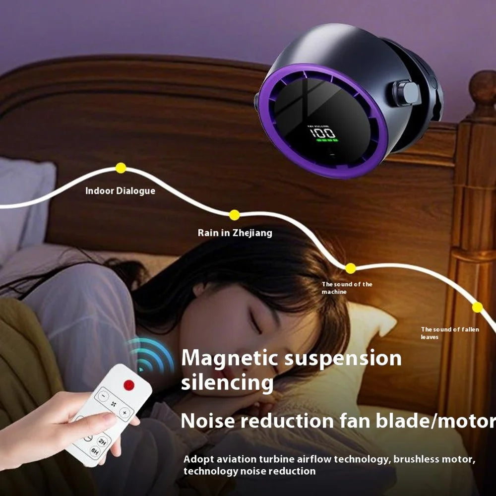 Desk Mini Fan with Clamp Digital Display Wall-Mount Cooling Fan Turbo High-Speed Circulating 100-Speed Adjustable - Purple - 5