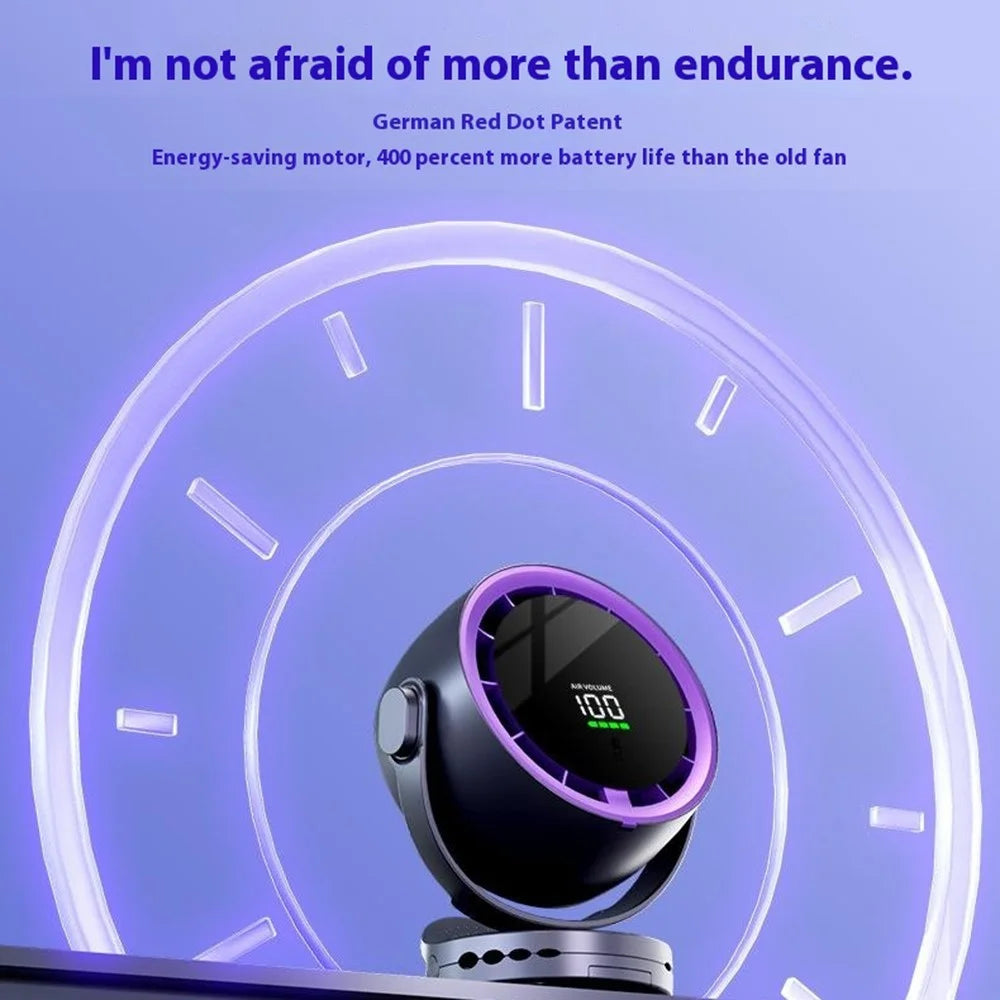 Desk Mini Fan with Clamp Digital Display Wall-Mount Cooling Fan Turbo High-Speed Circulating 100-Speed Adjustable - Purple - 6