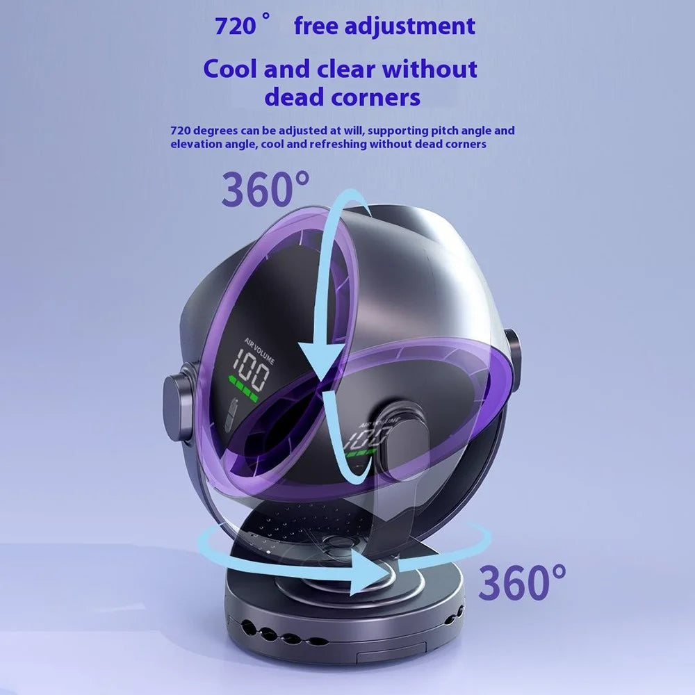 Desk Mini Fan with Clamp Digital Display Wall-Mount Cooling Fan Turbo High-Speed Circulating 100-Speed Adjustable - Purple - 7