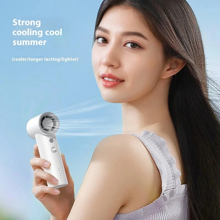 BL03 High Speed Turbo Handheld Fan Rechargeable 5 Gears Adjustable Mini Portable Desk Fan - White - 3