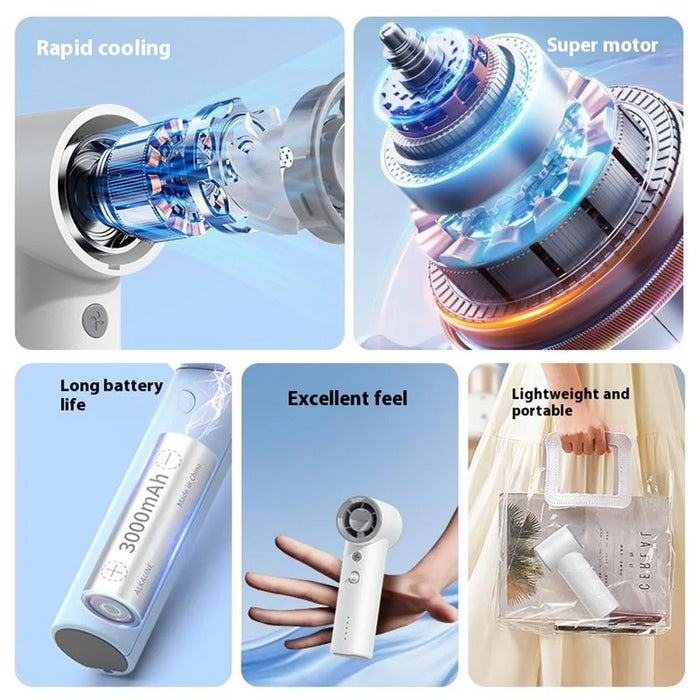 BL03 High Speed Turbo Handheld Fan Rechargeable 5 Gears Adjustable Mini Portable Desk Fan - White - 4