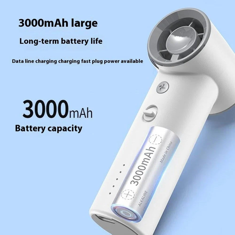 BL03 High Speed Turbo Handheld Fan Rechargeable 5 Gears Adjustable Mini Portable Desk Fan - White - 7