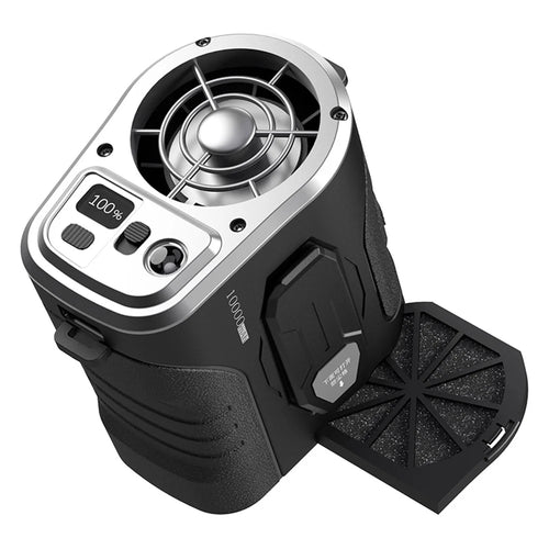 G10 Portable Waist Fan 5-Speed Settings Rechargeable Mini Clip-On Cooling Fan Power Bank with LED Light - Black  /  Silver - 1