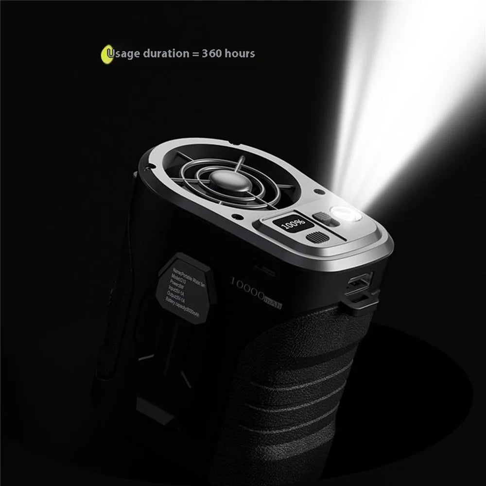 G10 Portable Waist Fan 5-Speed Settings Rechargeable Mini Clip-On Cooling Fan Power Bank with LED Light - Black  /  Silver - 6