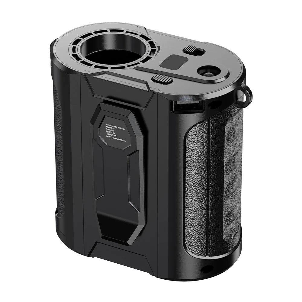 G20 Portable Waist Fan Rechargeable 5 Speed Adjustable LED Flashlight Power Bank Belt Fans for Hiking, Riding - 1