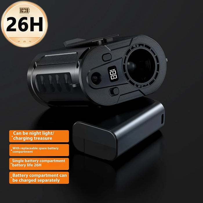 G20 Portable Waist Fan Rechargeable 5 Speed Adjustable LED Flashlight Power Bank Belt Fans for Hiking, Riding - 3