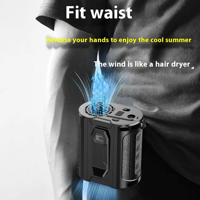 G20 Portable Waist Fan Rechargeable 5 Speed Adjustable LED Flashlight Power Bank Belt Fans for Hiking, Riding - 7