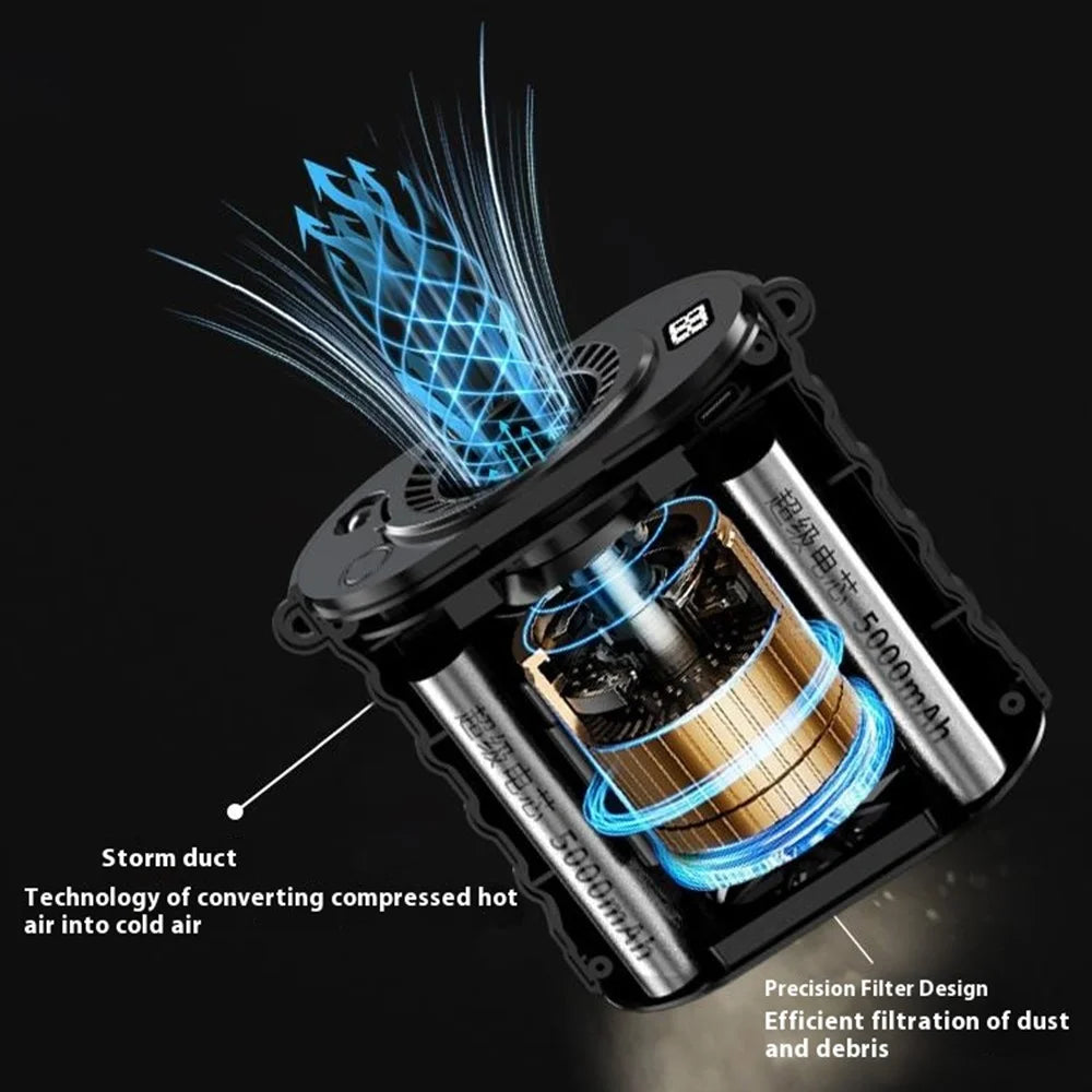 G30 Portable Waist Fan with Stand 5 Speed 8000mAh Rechargeable Belt Fan with Power Bank and LED Light - 4
