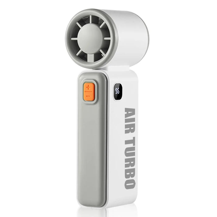WH-14 Portable Mini Turbo Fan 19500RPM High Speed 100 Speed Adjustable Rechargeable Fan with Digital Display - White - 1