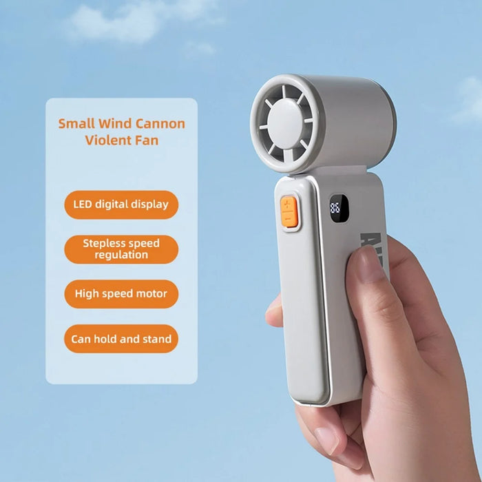 WH-14 Portable Mini Turbo Fan 19500RPM High Speed 100 Speed Adjustable Rechargeable Fan with Digital Display - White - 2