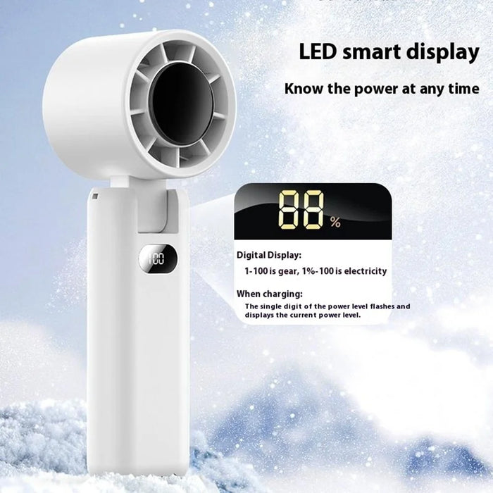 WT22 Portable Mini Fan Rechargeable Turbo Fan 5 Gear Foldable Handheld Cooling Fan with Digital Display - White - 2