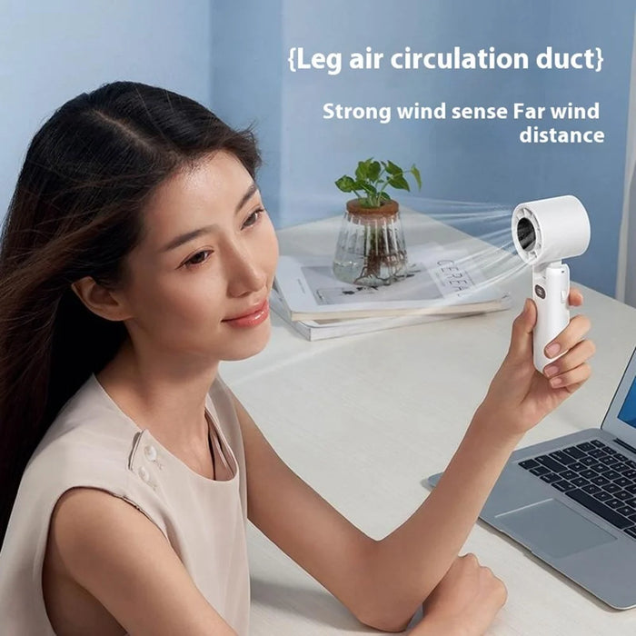 WT22 Portable Mini Fan Rechargeable Turbo Fan 5 Gear Foldable Handheld Cooling Fan with Digital Display - White - 6