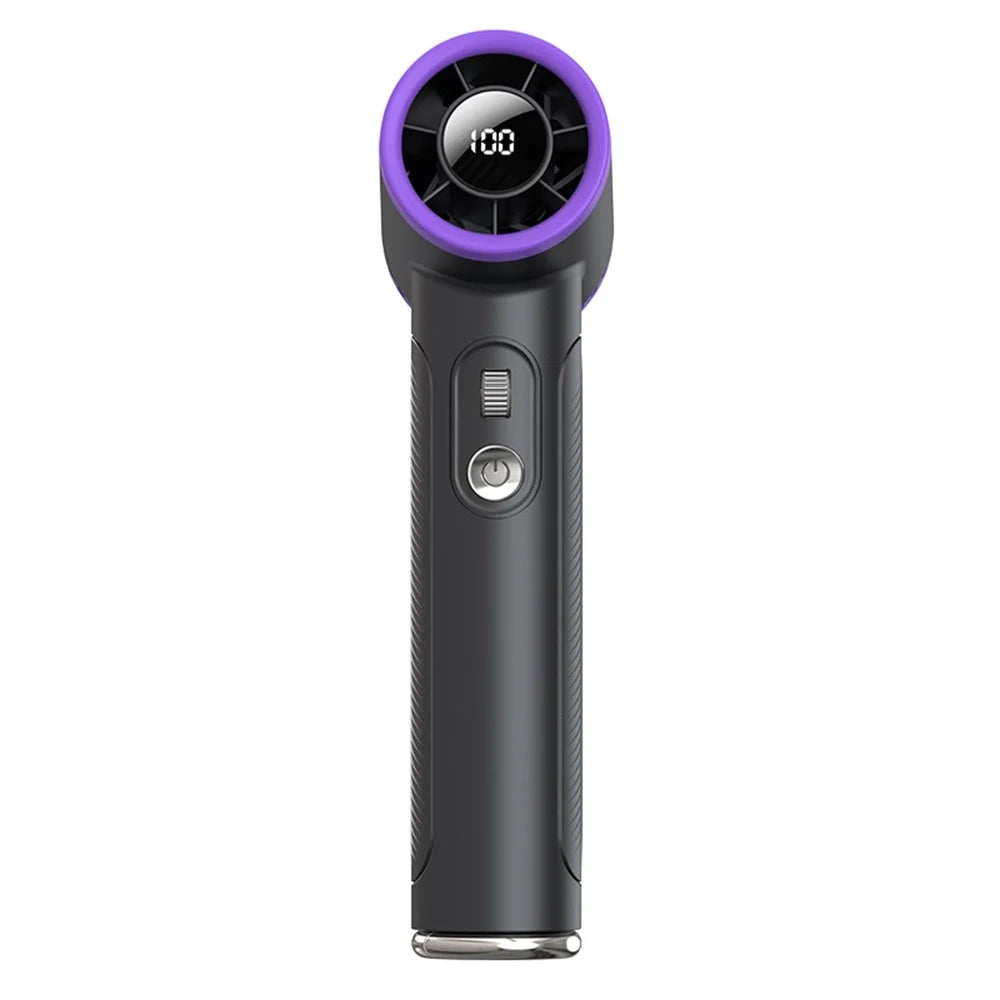 WT23 Portable Handheld Turbo Fan with Display 18000 RPM High Speed 5 Speeds Rechargeable Mini Cooling Fan - Black - 2