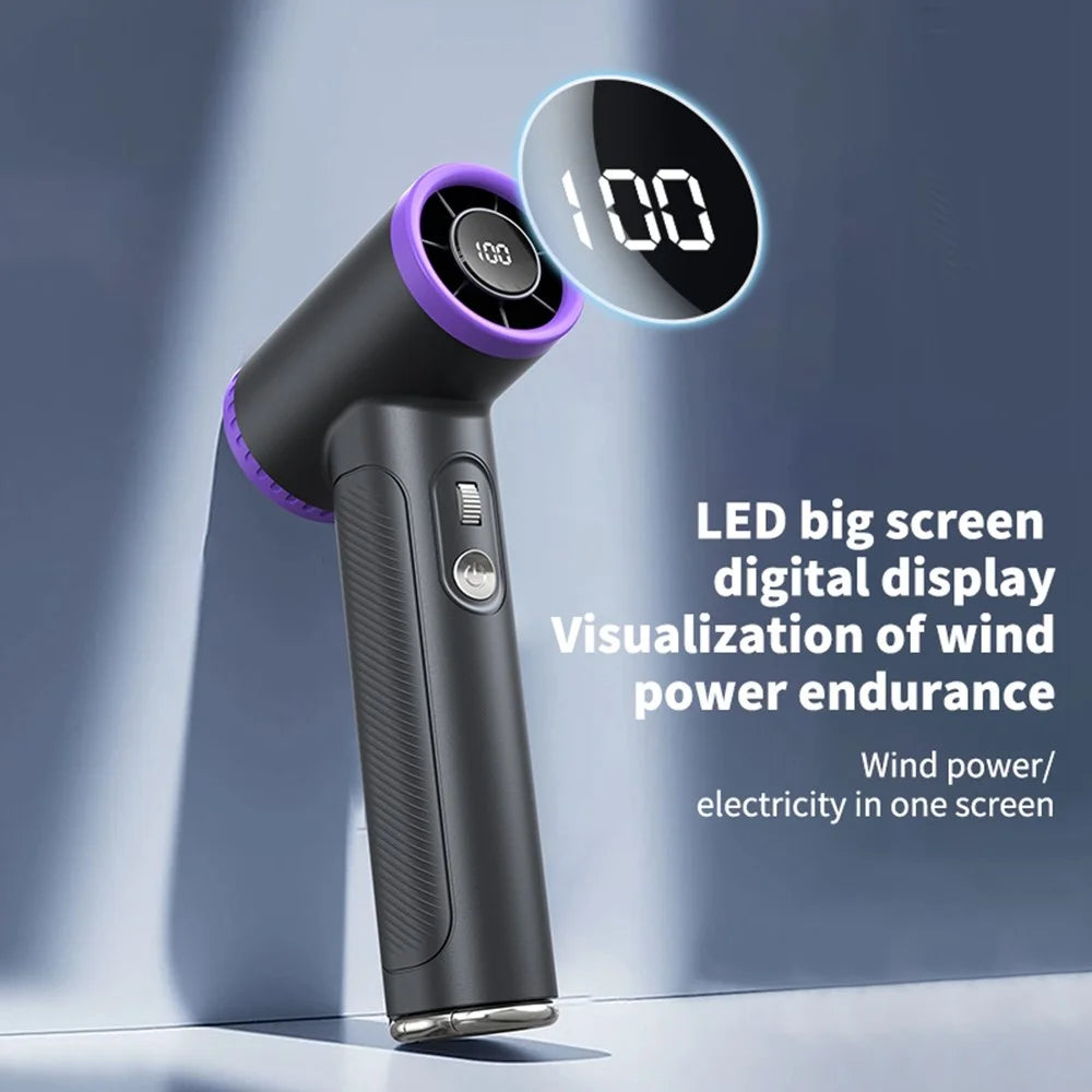 WT23 Portable Handheld Turbo Fan with Display 18000 RPM High Speed 5 Speeds Rechargeable Mini Cooling Fan - Black - 3