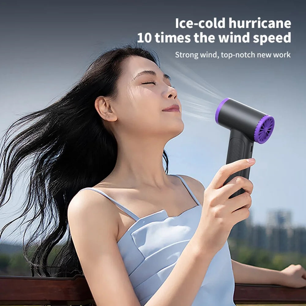 WT23 Portable Handheld Turbo Fan with Display 18000 RPM High Speed 5 Speeds Rechargeable Mini Cooling Fan - Black - 4