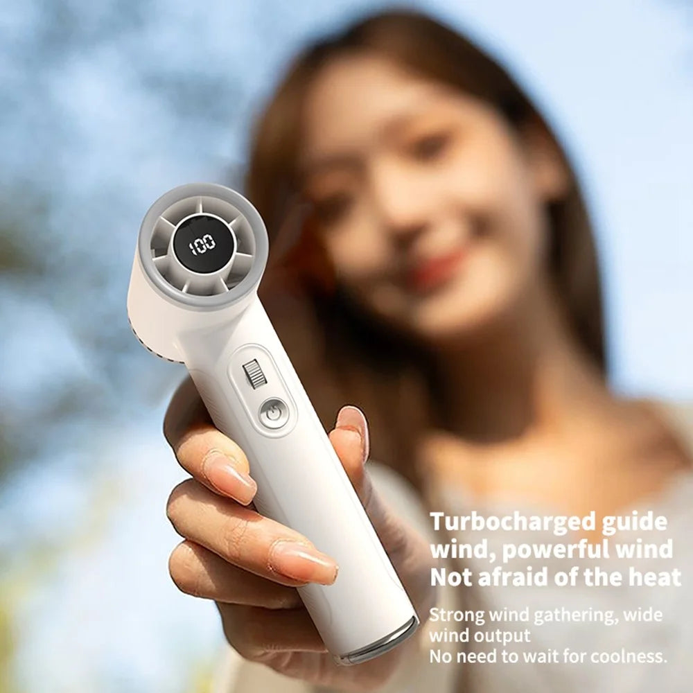 WT23 Portable Handheld Turbo Fan with Display 18000 RPM High Speed 5 Speeds Rechargeable Mini Cooling Fan - Black - 6