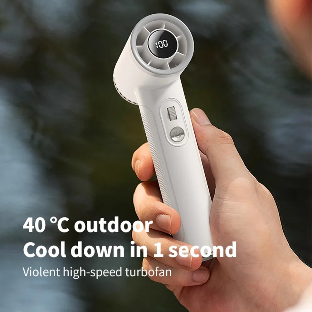 WT23 Portable Handheld Turbo Fan with Display 18000 RPM High Speed 5 Speeds Rechargeable Mini Cooling Fan - Black - 7