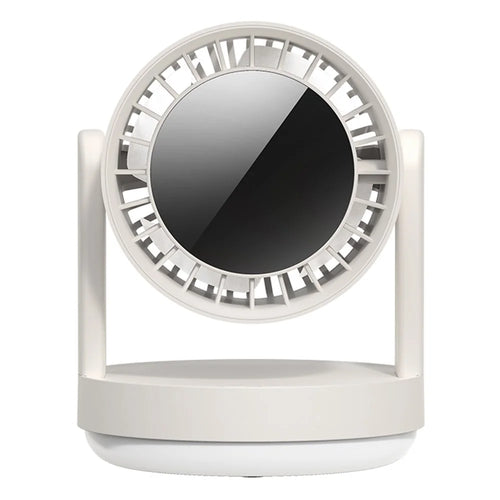 ZK06 Mini Quiet Desktop Fan 3 Speed Adjustable 360° Rotary Rechargeable Air Circulator Fans with Light - Beige - 1