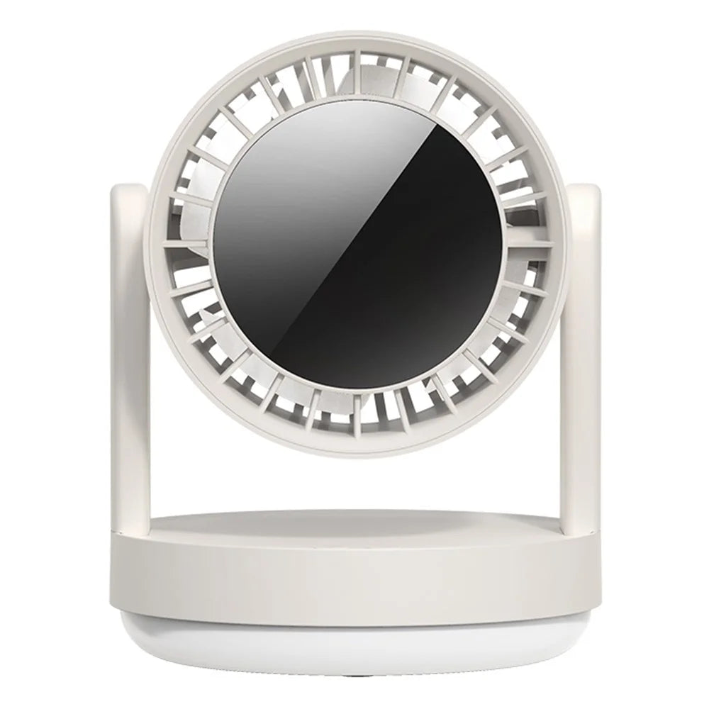 ZK06 Mini Quiet Desktop Fan 3 Speed Adjustable 360° Rotary Rechargeable Air Circulator Fans with Light - Beige - 1