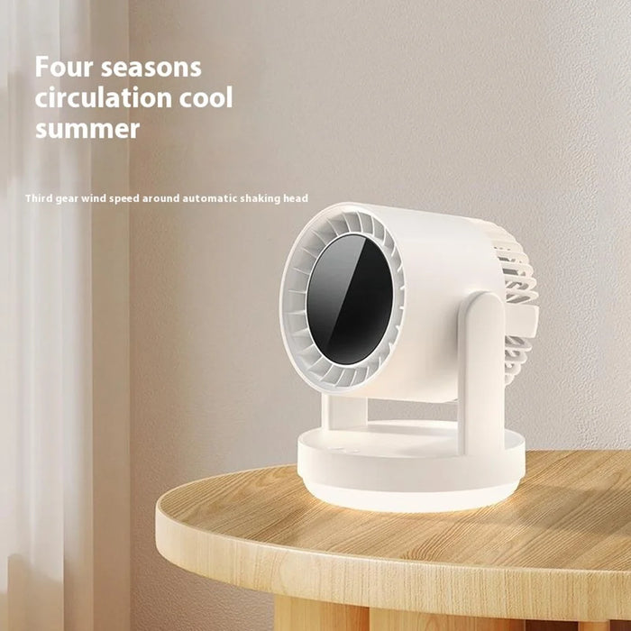 ZK06 Mini Quiet Desktop Fan 3 Speed Adjustable 360° Rotary Rechargeable Air Circulator Fans with Light - Beige - 2