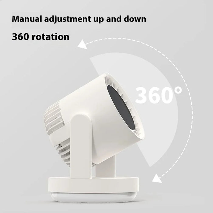 ZK06 Mini Quiet Desktop Fan 3 Speed Adjustable 360° Rotary Rechargeable Air Circulator Fans with Light - Beige - 5