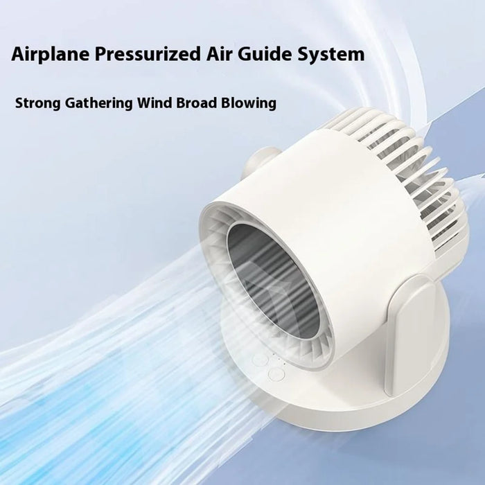 ZK06 Mini Quiet Desktop Fan 3 Speed Adjustable 360° Rotary Rechargeable Air Circulator Fans with Light - Beige - 7