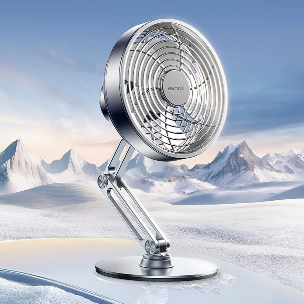REMAX RS-ZF10 Metal Rotating Fan Rechargeable Portable Desk Fan 360-Degree Adjustable Fan For Home - 2