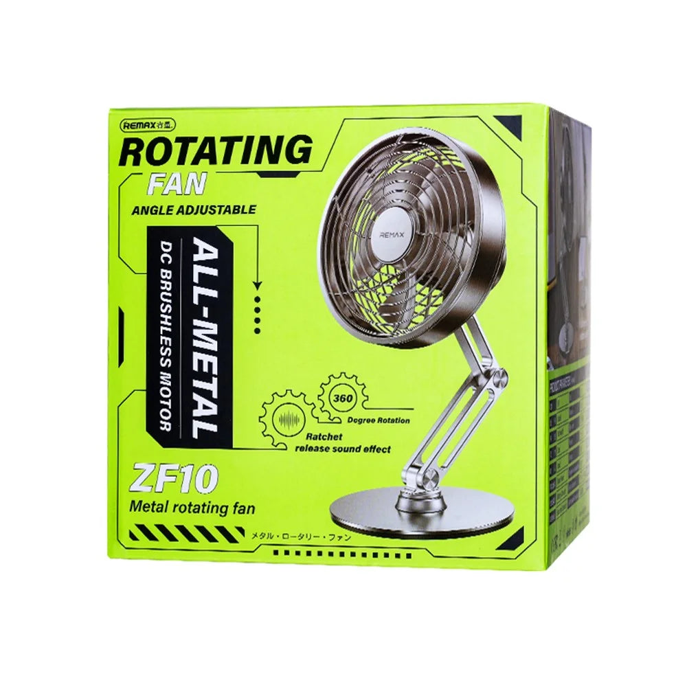 REMAX RS-ZF10 Metal Rotating Fan Rechargeable Portable Desk Fan 360-Degree Adjustable Fan For Home - 4