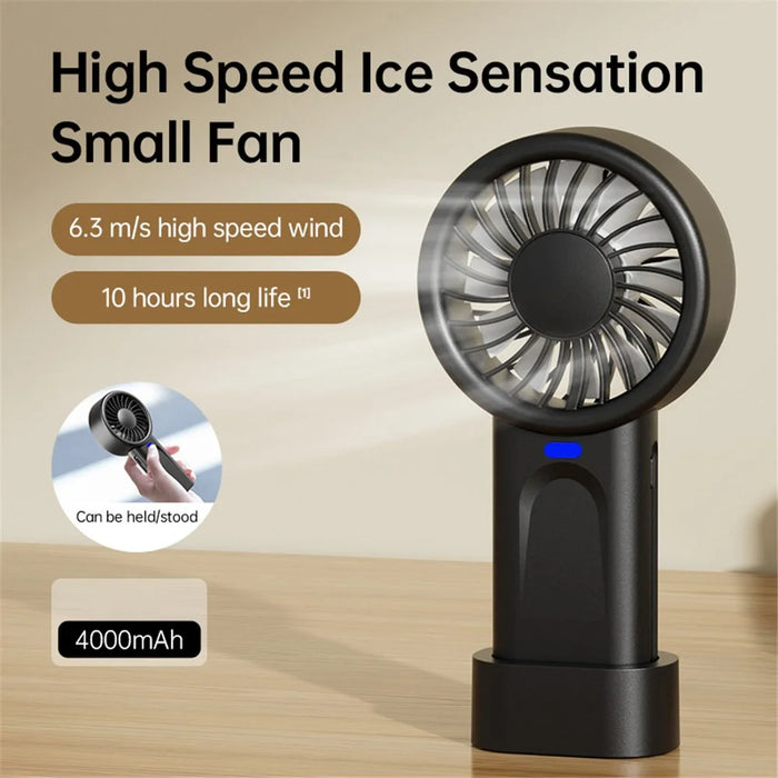 Handheld Fan USB Rechargeable Portable Powerful Airflow 5 Wind Speed Cooling Fan - Black - 2