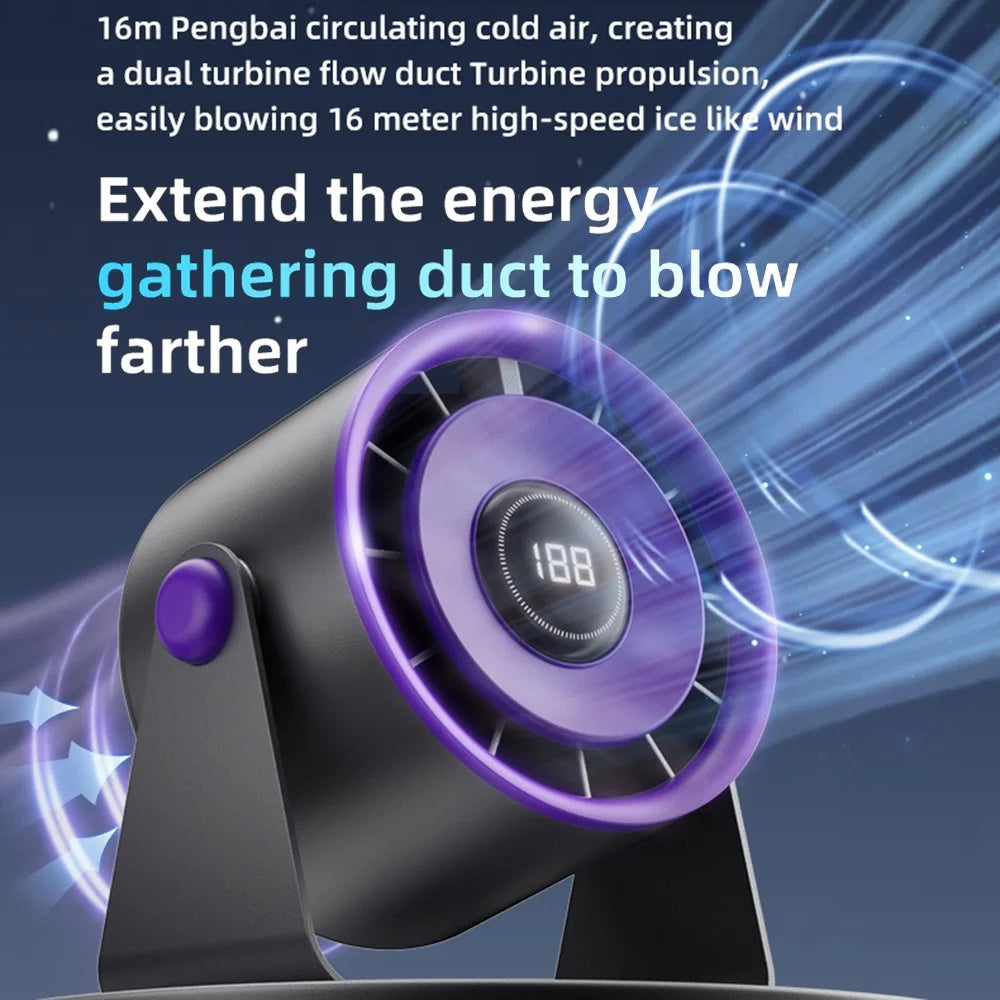 Desktop Fan with 100 Speed Levels Digital Display Wall Mounted Turbo Cooling Fan for Kitchen  /  Office  /  Bedroom - Purple Grey - 4